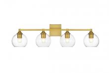 Elegant LD7308W33BRA - Foster 4 Light Brass and Clear Bath Sconce