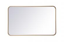 Elegant MR802236BR - Soft corner metal rectangular mirror 22x36 inch in Brass