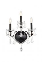 Elegant V2015W3DB/RC - St. Francis 3 Light Dark Bronze Wall Sconce Clear Royal Cut Crystal