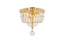 Elegant V2528F8G/RC - Tranquil 2 Light Gold Flush Mount Clear Royal Cut Crystal