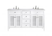 Elegant VF-1042 - 60 In. Double Bathroom Vanity Set in White