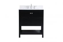  VF16430BK-BS - 30 Inch Single Bathroom Vanity in Black with Backsplash