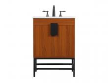 Elegant VF48824MTK - 24 Inch Single Bathroom Vanity in Teak