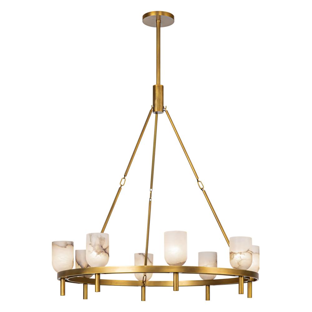 Lucian 36-in Vintage Brass/Alabaster 8 Lights Chandeliers