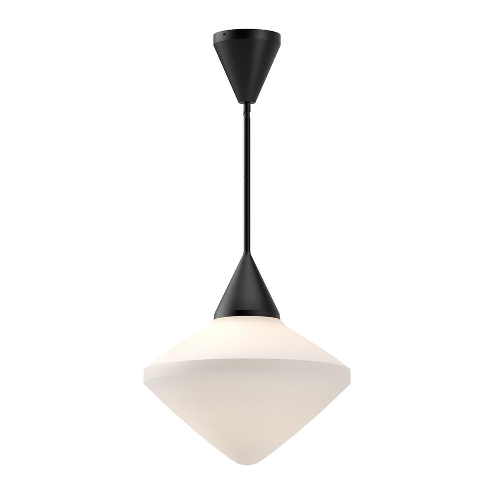 Nora 14-in Matte Black/Opal Matte Glass 1 Light Pendant