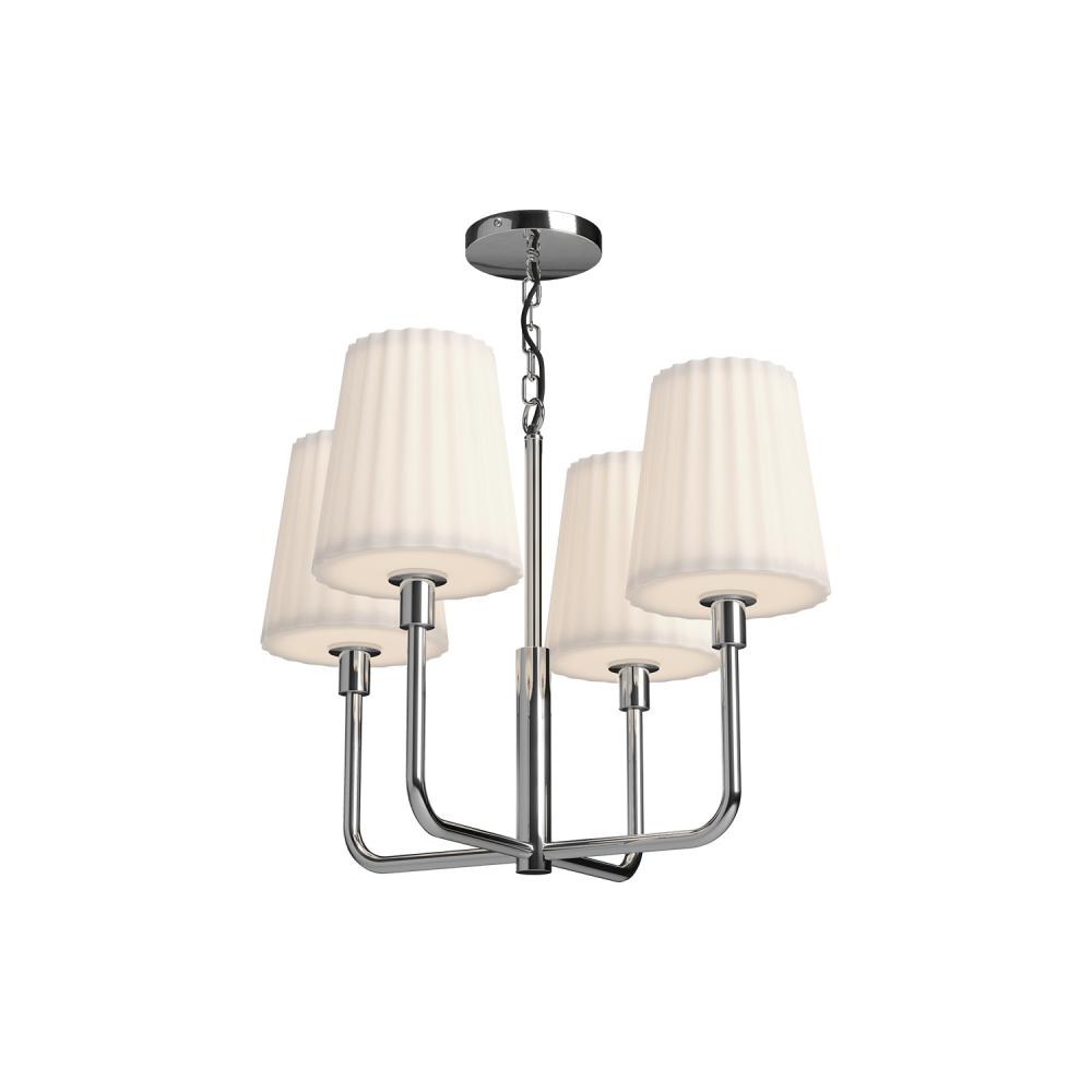 Plisse 23-in Chrome/Opal Matte Glass 4 Lights Chandeliers