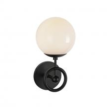 Alora Lighting WV407306MBGO - Fiore 6-in Matte Black/Glossy Opal Glass 1 Light Wall Vanity