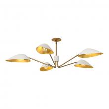 Alora Lighting PD550545WHAG - Oscar 46-in Aged Gold/White 5 Lights Pendant