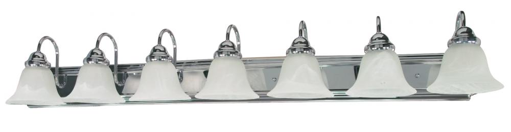 Ballerina - 7 Light 48" Vanity with Alabaster Glass - Polished Chrome Finish