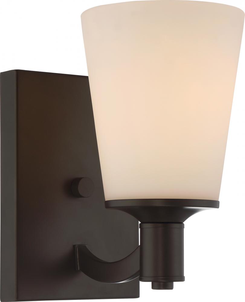 Laguna - 1 Light Vanity with White Glass - Aged Bronze Finish