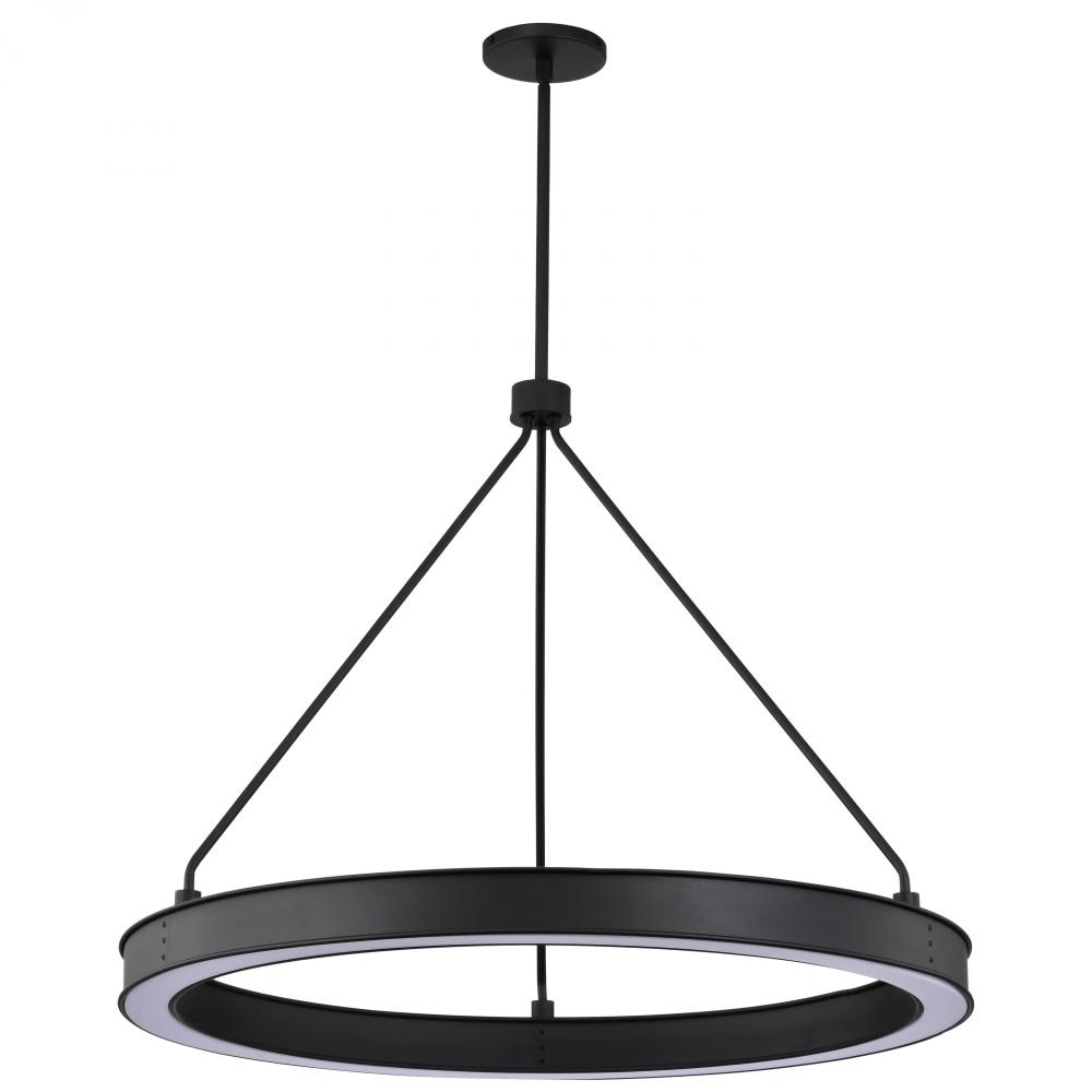 Longford; 30 Inch LED Pendant; Textured Black; Acrylic Lens