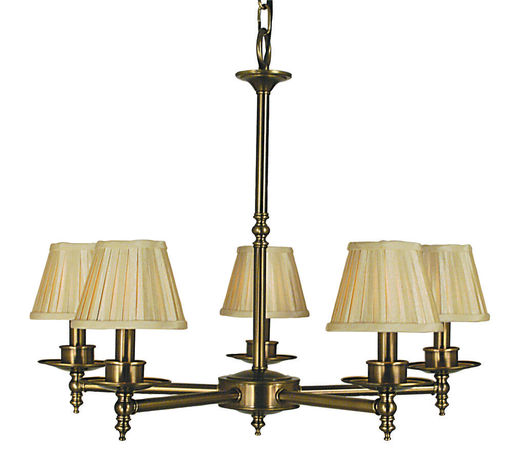 5-Light Polished Brass Sheraton Dining Chandelier