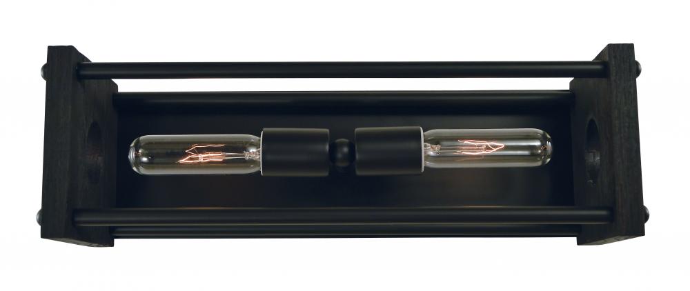 2-Light Matte Black Industria Sconce