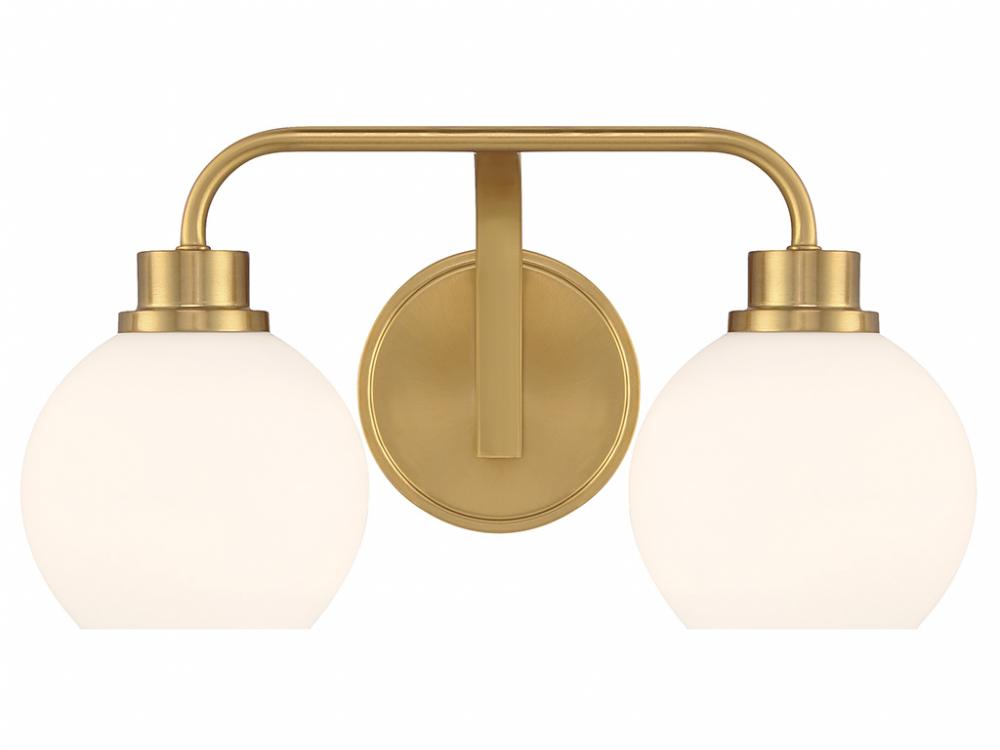 2-Light Bathroom Vanity Light in Natural Brass