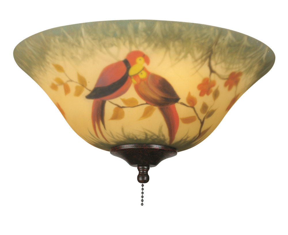 13 inch Glass Bowl - Hand Painted Parrot